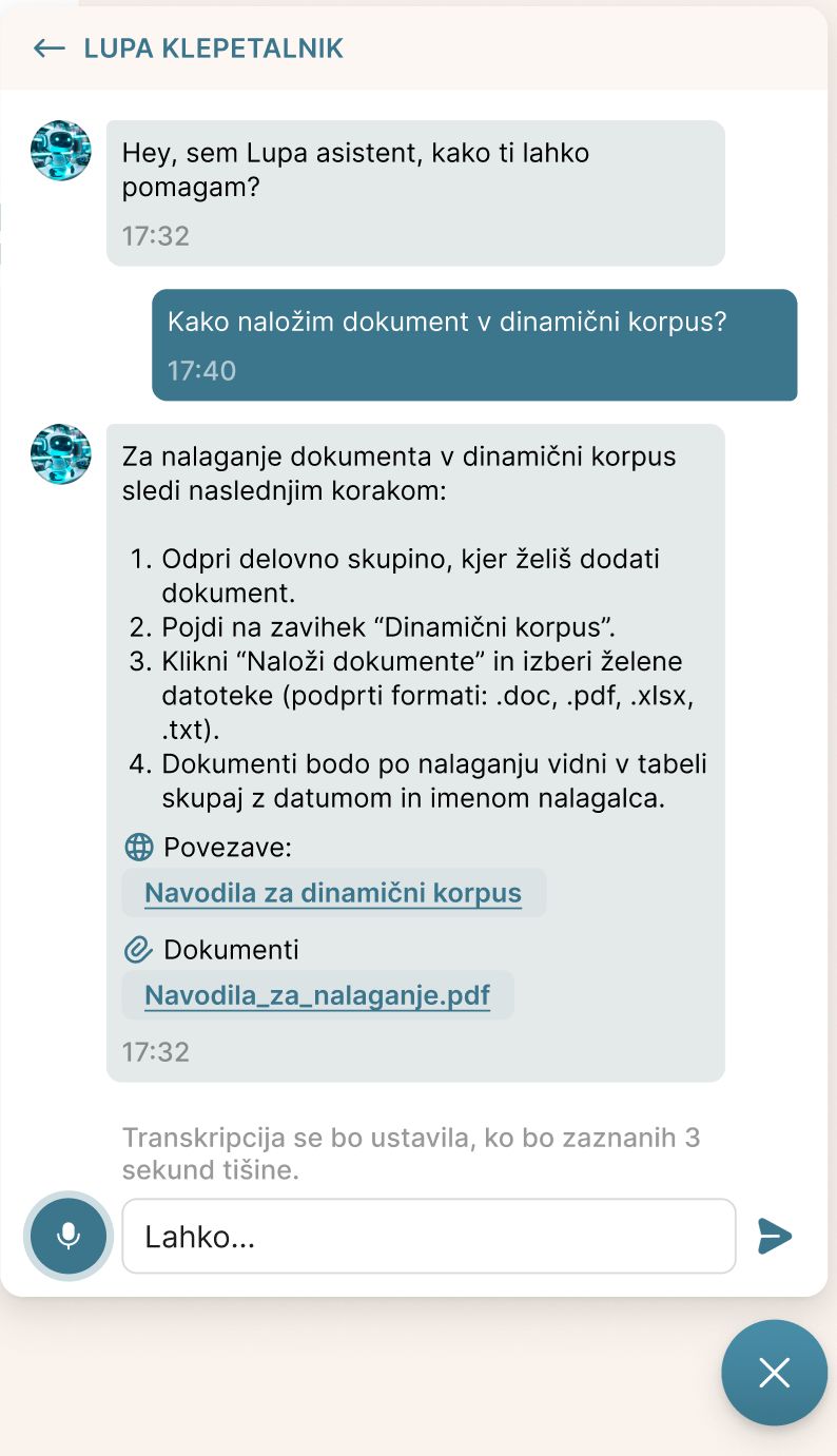 The Lupa assistant answering a question with sources