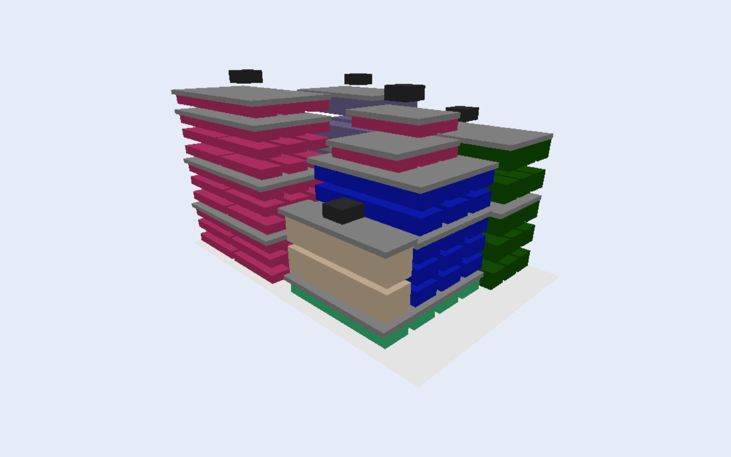 A furnace load of heat exchangers, planned layer by layer in 3D