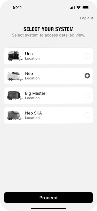 AllConnect mobile app — system selection